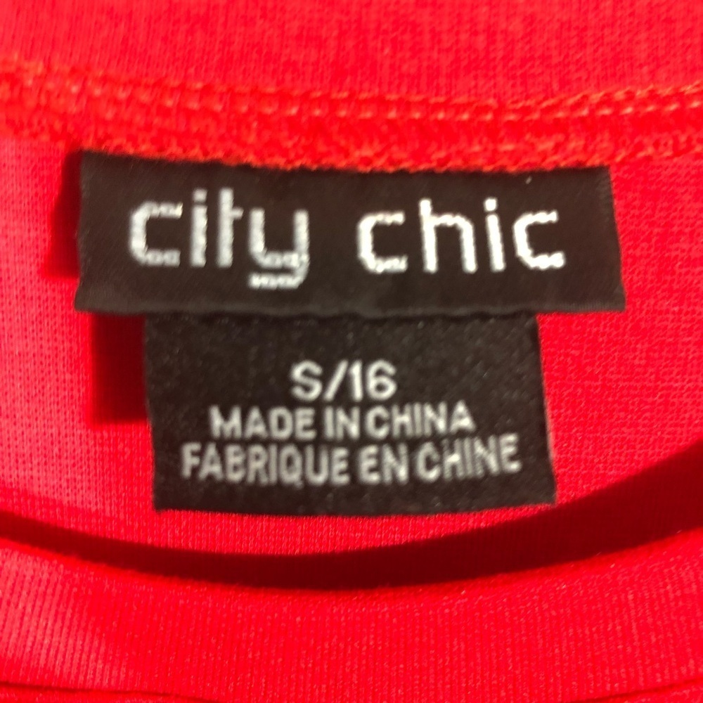 City Chic Flared Red Dress with Cap Sleeves Size S/16 - Picture 3 of 11
